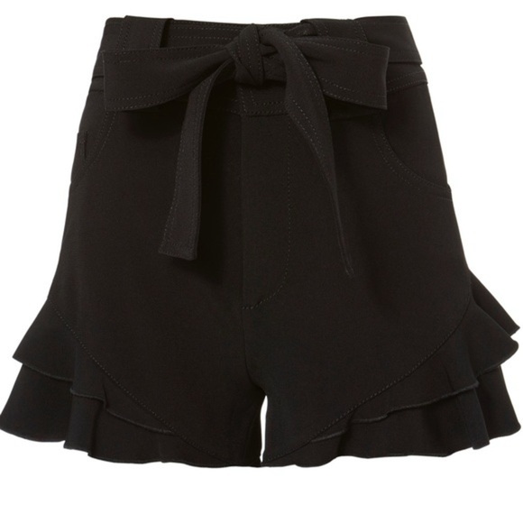10 Crosby Derek Lam Pants - Derek Lam 10 Crosby - Black Ruffled Belted Shorts